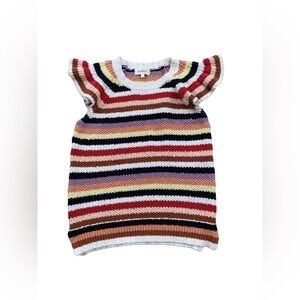 Bohme Women’s Size Extra Small XS Lexi Chunky Knit Striped Ruffle Sweater Top